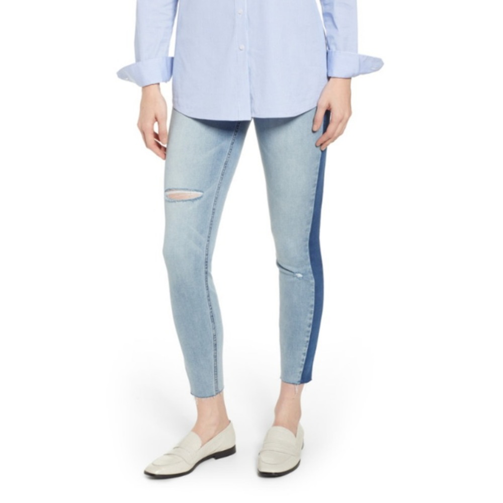 Spanx Side Stripe Distressed Skinny Jeans